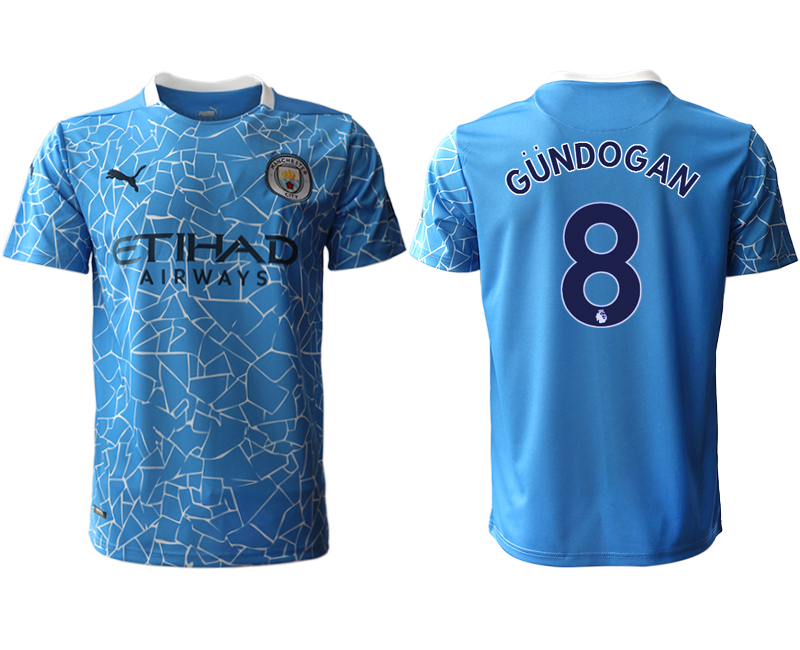 Men 2020-2021 club Manchester City home aaa version #8 blue Soccer Jerseys